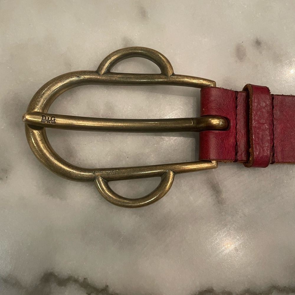Dolce & Gabbana Men's burgundy Leather Logo Belt 90/36